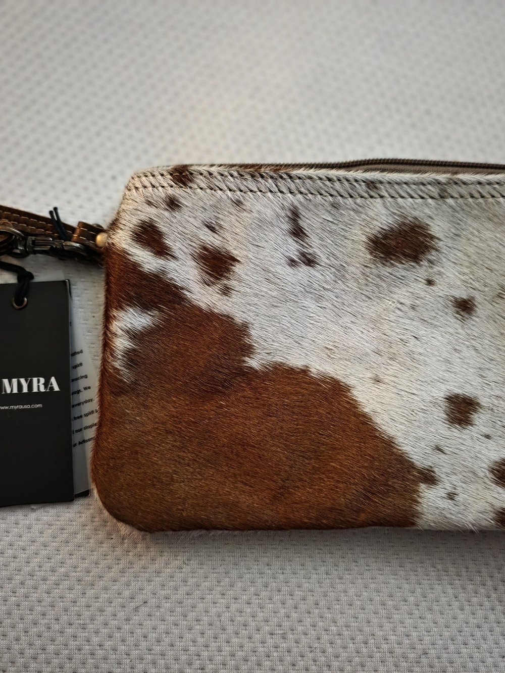 Myra Bag Brown & White Cowhide Toiletry Pouch